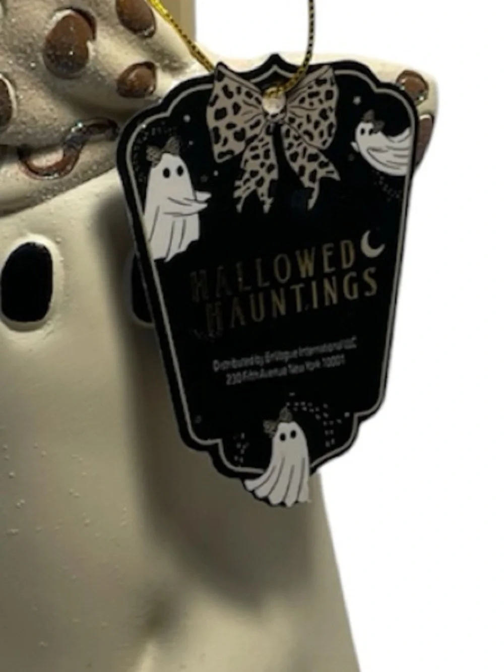 Halloween Ghost Girl Soap Dispenser with Leopard Print Bag & Bow - NWT**